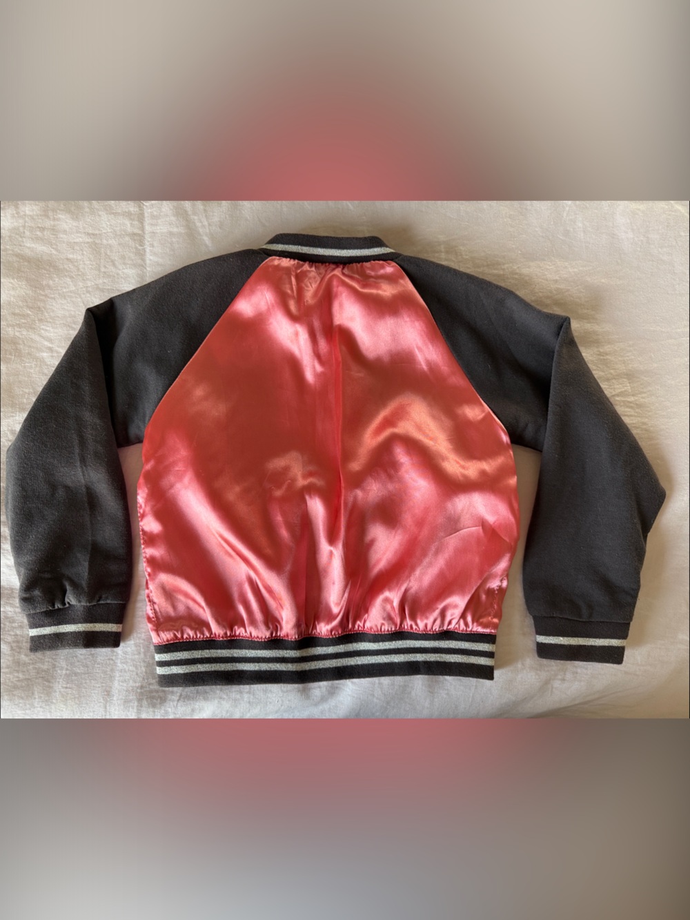 KappAhl Kids Satin Bomber Jacket in Pink & grey - Picture 5 of 5